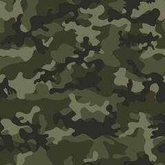 Fototapeta premium khaki camouflage forest texture army vector pattern, hunting seamless background