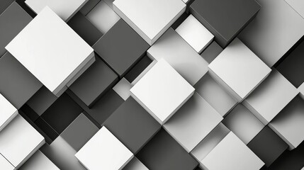 Obraz premium 3D geometric pattern of black and white cubes arranged in a dynamic layout