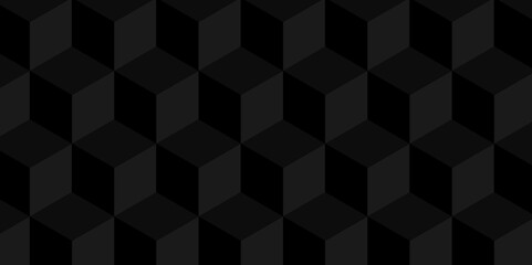 Vector dark black  geometric minimal cube hexagon surface texture design. minimal black cubies  block and mete glossy thin smooth structure isometric grid banner and wallpaper.	
