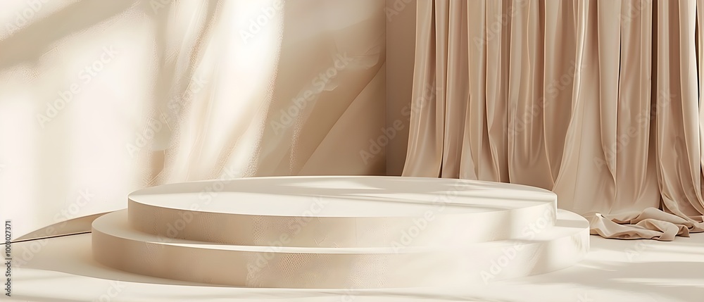 Poster elegant minimalist stage with soft drapery background
