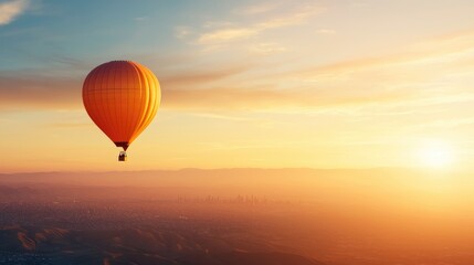 Obraz premium Couple Enjoying a Hot Air Balloon Ride at Sunset