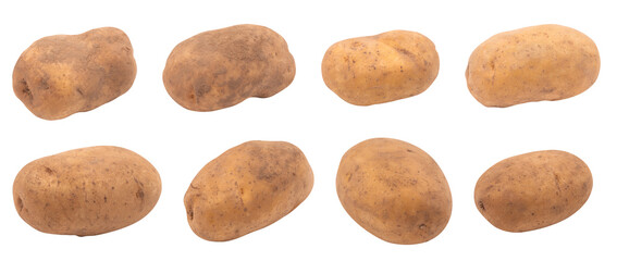potato on a transparent background PNG, set of 8 potatoes