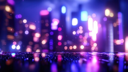 Futuristic Cityscape with Vibrant Lights and Depth