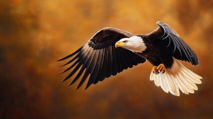 Naklejka premium Majestic Eagle in Flight Over Stunning Landscape