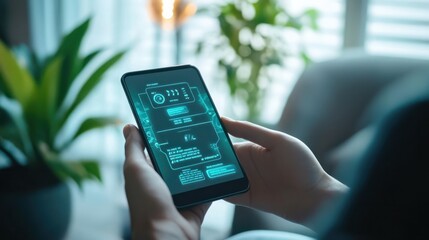 A person using a smartphone to access an "AI" text chat feature for quick answers to questions and inquiries.