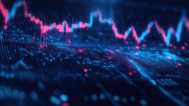 abstract background of coding software for stock market, blue tone