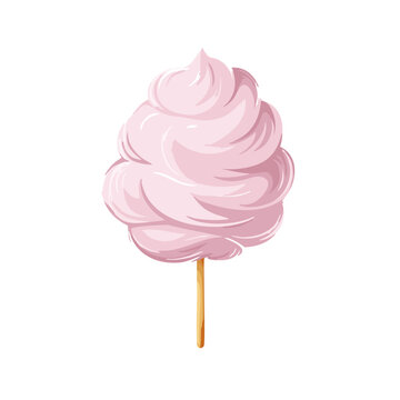 Realistic Pink Cotton Candy Vector Art