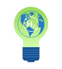 Concept illustration use as an energy source of hydrogen. Vector illustration.