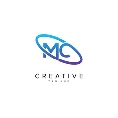 Modern Letter MC CM and Planet Logo Design. Initial Vector Elements.