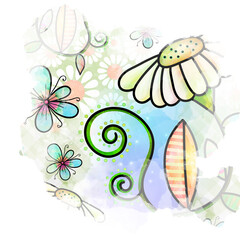 Daisy Flower Splash Element