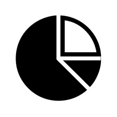 Pie chart icon in black silhouette on white background