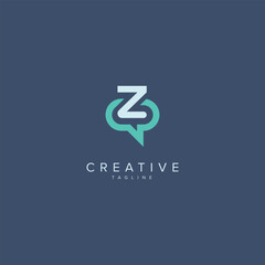 Abstract Chat Logo Design. Initial Z Letter Concept.