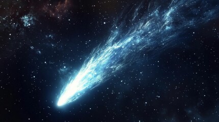 Fototapeta premium Stunning comet streaking across the night sky with a bright tail over a star-filled universe