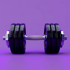 Fototapeta na wymiar Black heavy gym weight, isolated purple background