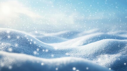 serene winter landscape with pristine snowdrifts and gently falling snowflakes soft blue sky casts a cool light over the tranquil scene perfect for a seasonal banner or header image