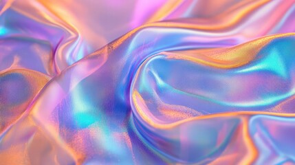 Fototapeta premium shimmering holographic fabric rippling in unseen breeze mesmerizing rainbow colors morphing and flowing creating abstract patterns dreamy and surreal texture
