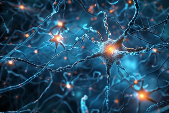 captivating depiction of neural network development, emphasizing the connections and data flow