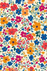 Bright tropical floral pattern with hibiscus and leaves on a light background