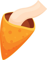 Fototapeta premium Cartoon style vector illustration of a waffle cone with vanilla whipped cream appearing from inside on a white background