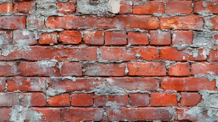 Obraz premium Rustic texture of a weathered brick wall showing age and history in an urban setting