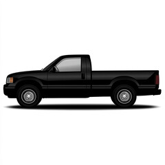 Fototapeta premium Pickup Truck Silhouette, Illustration Isolated On White Background
