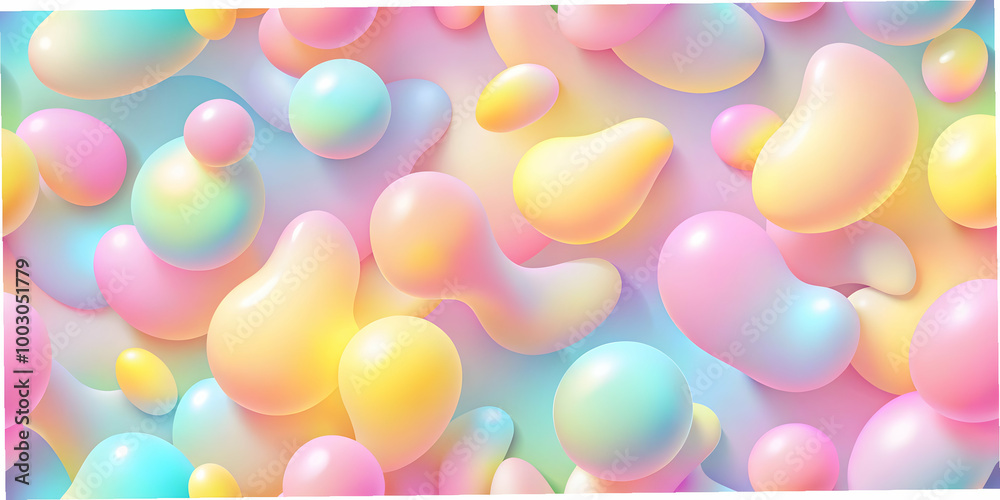 Wall mural abstract dreamscape: a captivating abstract background of vibrant pastel-colored, iridescent blobs, 