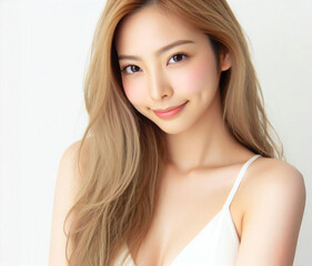 Fototapeta premium 白い水着の美女 