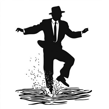 Tap Dancer Silhouette, Illustration Isolated On White Background