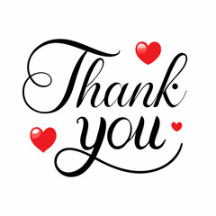 Thank you text vector art illustration with love icon