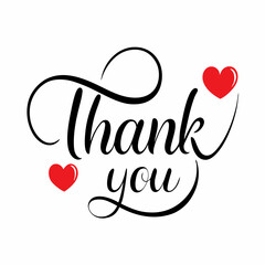 Thank you text vector art illustration with love icon