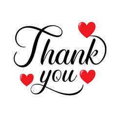 Thank you text vector art illustration with love icon