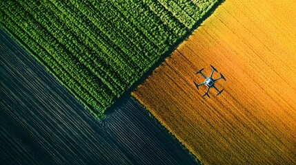 Drone monitoring crop health using thermal imaging in an agricultural field, precision farming, food sustainability
