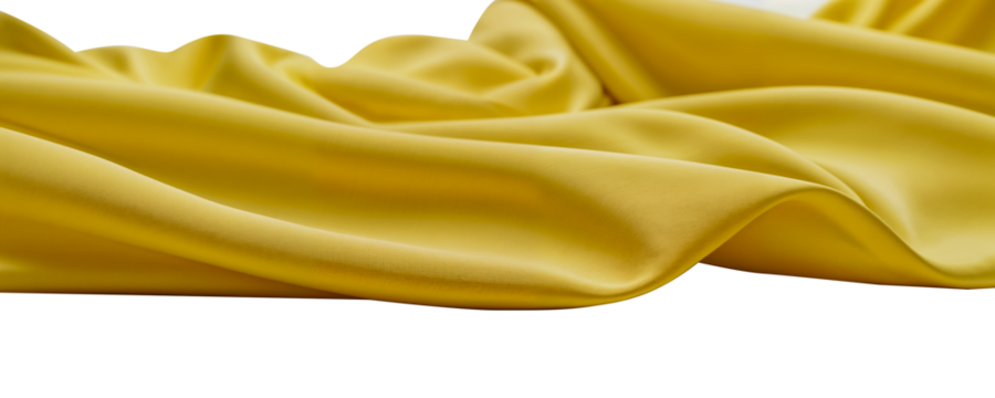 A flowing yellow silk fabric isolated on transparent background 