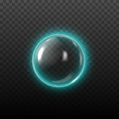 Obraz premium Glowing glass ball 3d vector illustration