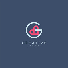 Abstract Heart Logo Design. Initial G Letter Concept.