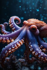 octopus in the blue ocean
