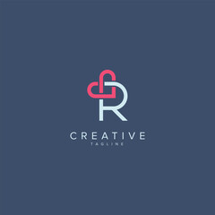 Obraz premium Abstract Heart Logo Design. Initial R Letter Concept.