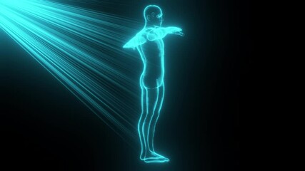 Hologram human body. Computer generated 3d render