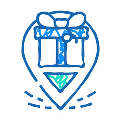 gps location of gift delivery doodle icon sketch vector. gps location of gift delivery sign. isolated symbol illustration
