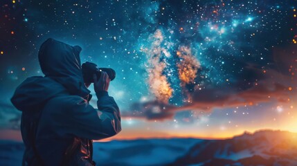 Astrophotographer capturing the night sky