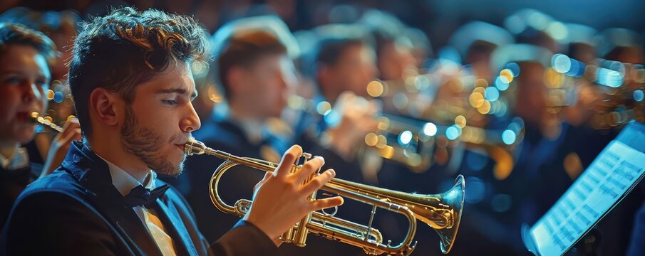 Band director leading a school band