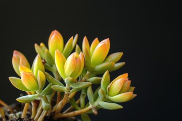 Obraz premium Vibrant succulent plants thriving in a minimalist indoor setting with soft lighting