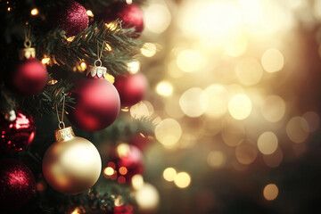 Merry Christmas Poster with Christmas Tree Ornaments