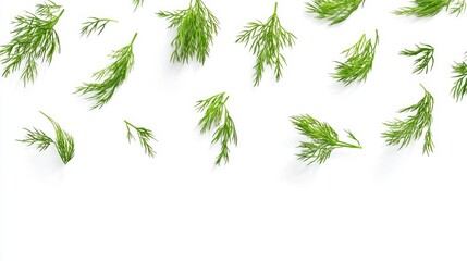 Naklejka premium Fresh Dill Sprigs Isolated on White Generative AI
