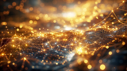 Naklejka premium Abstract background with golden particles
