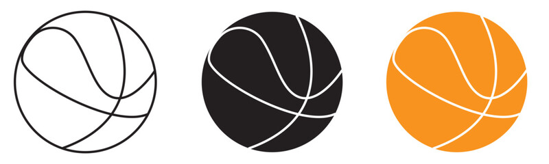 Basketball ball icon set - Line, Glyph, Outline, and Filled vector sports equipment symbols © Vector Elements