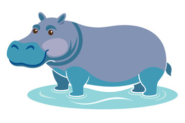 hippopotamus in the water clean silhouette color G.eps