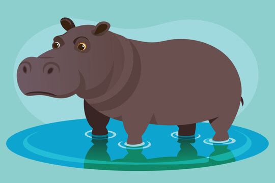 recommend clip art: hippopotamus in the water clean silhouette color A.eps