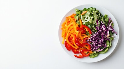 A plate of fresh, colorful salad ingredients ready for a healthy meal.
