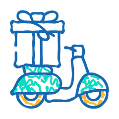 scooter gift doodle icon sketch vector. scooter gift sign. isolated symbol illustration